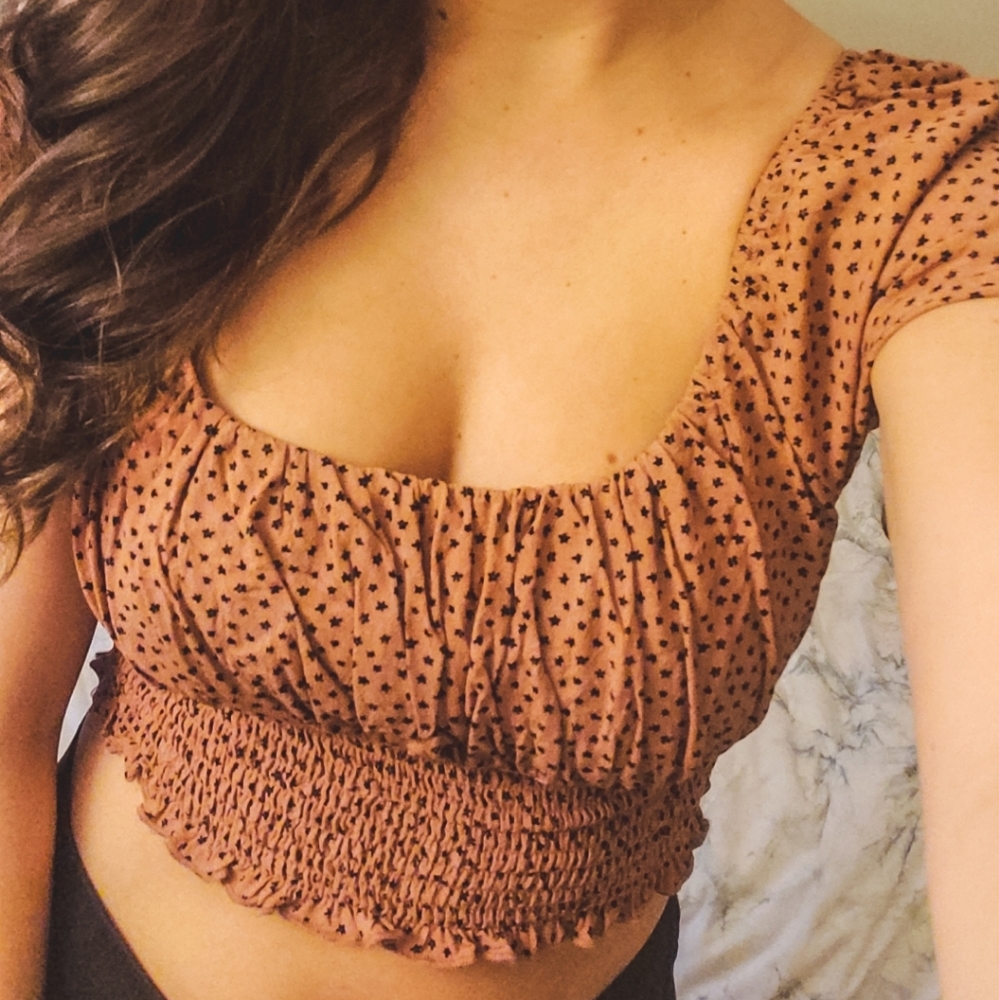 Pacsun LA Hearts Smocked Off the Shoulder Crop top